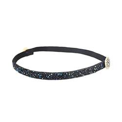 vreplrse Stirnbänder Strass Schlichter Stil mit Knöpfen Schmale elastische verstellbare Kopfbedeckung Stirnband Wrap Running Damen, Schwarz von vreplrse