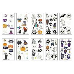 vsilay 10Pcs Kinder Temporäre Tatoos, Leuchtende Tatoos Aufkleber Wasserdichte Halloween Cartoon Tatoos für Kind von vsilay