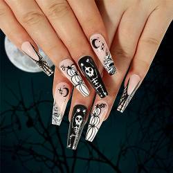 vsilay Künstliche Nägel zum Aufdrücken im Sarg, Gothic, Halloween, volle Abdeckung, mit Gelee-Kleber, für DIY-Nagelkunst, Salon, Zuhause von vsilay