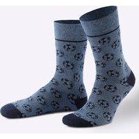 Witt Weiden Herren Herren-Socken 2x jeansblau-marine-gemustert + 2x jeansblau-kiwi von wäschepur men