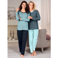 Witt Weiden Damen Schlafanzüge marine-geringelt + mint-geringelt von wäschepur