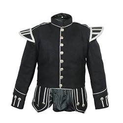 warreplica Doublet Jacket, Piper oder Drummers, Blazer, 1/2" Braid Edge Trim (Maßgeschneidert) (Small 44 Zoll) Schwarz von warreplica