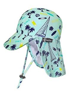 weVSwe Baby Sonnenhut UPF 50+ Klappmützen Breite Krempe Voller Schutz Verstellbarer Kinnriemen Sommer Strand Sonnenkappe Grün Surfbrett 0-6 Monate von weVSwe