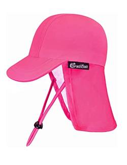 weVSwe Baby Sonnenhut UV Sonnenschutz Badekappe Schnell trocknend Verstellbare Kinnriemen Nackenklappe Sommermützen Mütze Outdoor Rosa 0-6 Monate von weVSwe