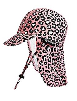 weVSwe Baby Sonnenschutz Sonnenhut Klappmütze Nackenschutz Verstellbarer Kinnriemen Atmungsaktiver Strandhut Rosa Leopard 12-24 Monate von weVSwe