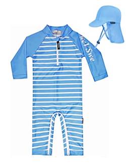 weVSwe Kleinkind Boy In One Badeanzüge Baby Sonnenhut UPF 50+ Sommer Strand Blaue 18-24 Monate von weVSwe