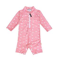 weVSwe Kleinkind Mädchen Badeanzug UPF 50+ Sonnenschutz Recycelter Stoff Langarm Baby Rash Guard mit Schrittknöpfen Rosa Wal 18-24 Monate von weVSwe