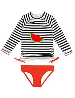 weVSwe Kleinkind Mädchen Rash Guard UPF 50+ Schutz Zweiteiler Badeanzug Set Langarm Streifen Rote Wassermelone 10 Jahre von weVSwe