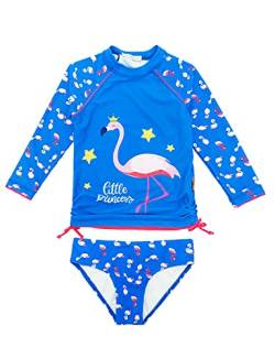 weVSwe Kleinkind Mädchen Rashguards Badeanzug Sonnenschutz zweiteilig Kleiner Prinz Langarm blau Flamingo 5/6 Jahre von weVSwe