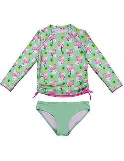 weVSwe Mädchen Rashguards Kleinkind Badeanzug Sonnenschutz zweiteilig Kleiner Prinz Langarm Grüner Flamingo 10 Jahre von weVSwe