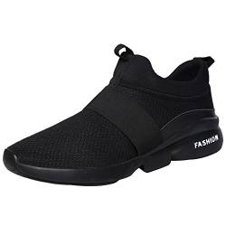 wealsex Slip On Trainers Herren Sneakers Sportschuhe Fitness Freizeit Atmungsaktiv Leichtgewichts Jogging Outdoor Walkingschuhe (Schwarz,42) von wealsex