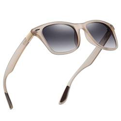 wearPro Polarisierte-Eckig-Sonnenbrille-für-Herren-Damen UV400-Schutz Polarisiert Sonnenbrillen Retro Vintage Stil Fahrradbrille Rechteckig Sunglasses für Fahren Sport(Champagner Grau) von wearPro