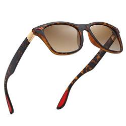 wearPro Polarisierte-Eckig-Sonnenbrille-für-Herren-Damen UV400-Schutz Polarisiert Sonnenbrillen Retro Vintage Stil Fahrradbrille Rechteckig Sunglasses für Fahren Sport(Leopardenmuster Braun) von wearPro