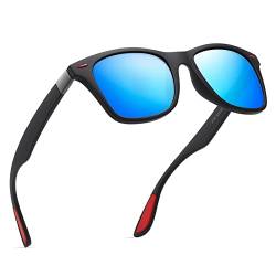 wearPro Polarisierte-Eckig-Sonnenbrille-für-Herren-Damen UV400-Schutz Polarisiert Sonnenbrillen Retro Vintage Stil Fahrradbrille Rechteckig Sunglasses für Fahren Sport(Schwarz Blau) von wearPro