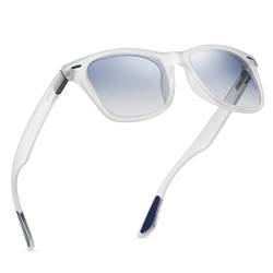 wearPro Polarisierte-Eckig-Sonnenbrille-für-Herren-Damen UV400-Schutz Polarisiert Sonnenbrillen Retro Vintage Stil Fahrradbrille Rechteckig Sunglasses für Fahren Sport(transparentes Blau-grau) von wearPro