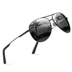 wearPro Sonnenbrille-Herren-Damen-Polarisiert Premium Metallrahmen Sonnenbrillen Unisex mit UV400 Schutz Vintage Schwarz Fahrerbrille (1-Schwarzer Rahmen/Schwarze Linsen) von wearPro