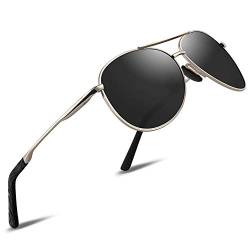 wearPro Sonnenbrille-Herren-Damen-Polarisiert Premium Metallrahmen Sonnenbrillen Unisex mit UV400 Schutz Vintage Schwarz Fahrerbrille (2-Silberner Rahmen/Schwarze Linsen) von wearPro