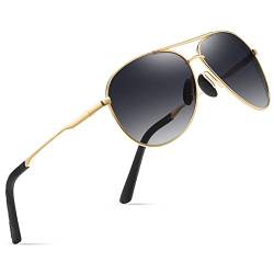 wearPro Sonnenbrille-Herren-Damen-Polarisiert Premium Metallrahmen Sonnenbrillen Unisex mit UV400 Schutz Vintage Schwarz Fahrerbrille (3-Gold Rahmen/Schwarzer Farbverlauf) von wearPro
