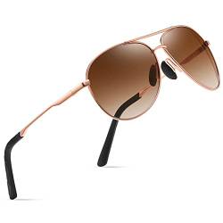 wearPro Sonnenbrille-Herren-Damen-Polarisiert Premium Metallrahmen Sonnenbrillen Unisex mit UV400 Schutz Vintage Schwarz Fahrerbrille (3-Rose Gold Rahmen/Farbverlauf braun) von wearPro