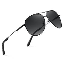 wearPro Sonnenbrille-Herren-Damen-Polarisiert Premium Metallrahmen Sonnenbrillen Unisex mit UV400 Schutz Vintage Schwarz Fahrerbrille (3-Schwarzer Rahmen/Schwarzer Farbverlauf) von wearPro