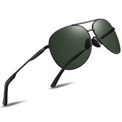 wearPro Sonnenbrille-Herren-Damen-Polarisiert Premium Metallrahmen Sonnenbrillen Unisex mit UV400 Schutz Vintage Schwarz Fahrerbrille (4-Schwarzer Rahmen/Grüne Linsen) von wearPro
