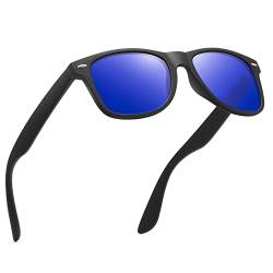 wearPro Sonnenbrille-Herren-Damen-Polarisiert-Rechteckig-Sonnenbrillen Unisex Retro Klassische Vintage Polarisierte Brille UV400 Schutz Classic Sunglasses Eckig für Fahren (4-schwarz Navy/Gespiegelt) von wearPro