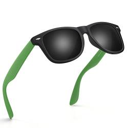 wearPro Sonnenbrille-Herren-Damen-Polarisiert-Rechteckig-Sonnenbrillen Unisex Retro Klassische Vintage Polarisierte Brille UV400 Schutz Classic Sunglasses Eckig für Fahren (Schwar Rahmen Grünes Grau) von wearPro