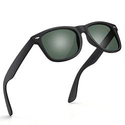 wearPro Sonnenbrille-Herren-Damen-Polarisiert-Rechteckig-Sonnenbrillen Unisex Retro Klassische Vintage Polarisierte Brille UV400 Schutz Classic Sunglasses Eckig für Fahren (Schwarz Grün) von wearPro