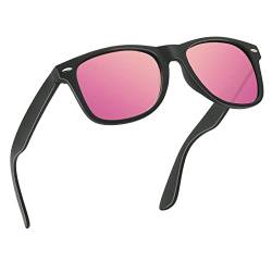 wearPro Sonnenbrille-Herren-Damen-Polarisiert-Rechteckig-Sonnenbrillen Unisex Retro Klassische Vintage Polarisierte Brille UV400 Schutz Classic Sunglasses Eckig für Fahren (Schwarz Rosa/Gespiegelt) von wearPro