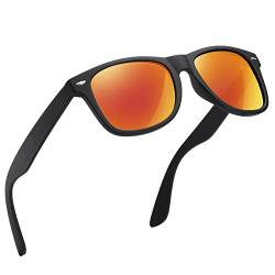 wearPro Sonnenbrille-Herren-Damen-Polarisiert-Rechteckig-Sonnenbrillen Unisex Retro Klassische Vintage Polarisierte Brille UV400 Schutz Classic Sunglasses Eckig für Fahren (Schwarz Rot/Gespiegelt) von wearPro