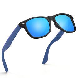 wearPro Sonnenbrille-Herren-Damen-Polarisiert-Rechteckig-Sonnenbrillen Unisex Retro Klassische Vintage Polarisierte Brille UV400 Schutz Classic Sunglasses Eckig für Fahren (Schwarzer Blaues Blau) von wearPro