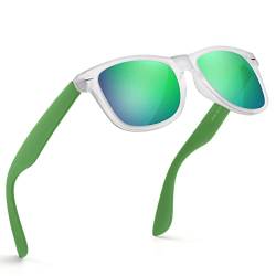 wearPro Sonnenbrille-Herren-Damen-Polarisiert-Rechteckig-Sonnenbrillen Unisex Retro Klassische Vintage Polarisierte Brille UV400 Schutz Classic Sunglasses Eckig für Fahren (Weißer Rahmen Grünes Grün) von wearPro