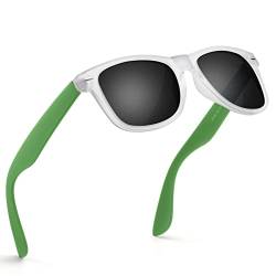 wearPro Sonnenbrille-Herren-Damen-Polarisiert-Rechteckig-Sonnenbrillen Unisex Retro Klassische Vintage Polarisierte Brille UV400 Schutz Classic Sunglasses Eckig für Fahren (Weißer Rahmen Grünes Grau) von wearPro