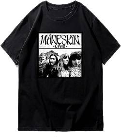 Maneskin T Shirt Summer Fashion Men Casual Hip Hop Black Cotton T-Shirt Male Harajuku Kawaii Top Tees Shirts Vintage Tshirt T-Shirts & Hemden(Large) von wedding