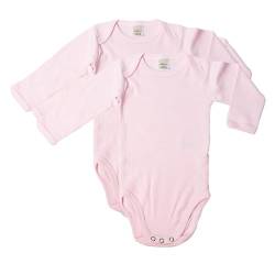 wellyou, 2er Set Kinder Baby-Body Langarm-Body, rosa weiß gestreift, geringelt, Feinripp 100% Baumwolle, Größe 92-98 von wellyou