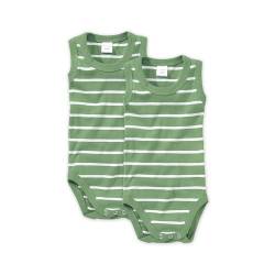 wellyou Baby und Kinder Doppelpack babybody ohne Arm mädchen und junge aus 100% Baumwolle, body 2er set in grün weiß gr 128-134, made in Europe von wellyou