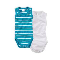 wellyou Baby und Kinder babybody ohne Arm mädchen und junge aus 100% Baumwolle, body 2er Set in türkis weiß 104-110, made in Europe von wellyou