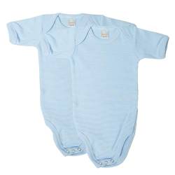 wellyou Baby und Kinder kurzarmbody/Baby-Body mädchen und Junge aus 100% Baumwolle, Kurzarm Body in hell-blau weiß 2er Set, Weiß (128-134), Made in Europe von wellyou