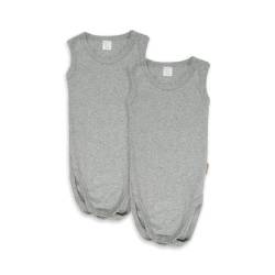 wellyou – Body ohne Arm für Baby & Kind aus 100% Baumwolle – Babybody für Mädchen & Jungen – 2er Set ärmellose Baby Bodys in Größe 50-134 – Made in EU (Grey Melange | gr 104-110) von wellyou