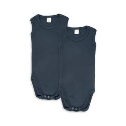 wellyou – Body ohne Arm für Baby & Kind aus 100% Baumwolle – Babybody für Mädchen & Jungen – 2er Set ärmellose Baby Bodys in Größe 50-134 – Made in EU (Navy Uni | gr 128-134) von wellyou