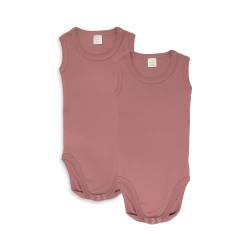 wellyou – Body ohne Arm für Baby & Kind aus 100% Baumwolle – Babybody für Mädchen & Jungen – 2er Set ärmellose Baby Bodys in Größe 50-134 – Made in EU (Old Pink | gr 104-110) von wellyou