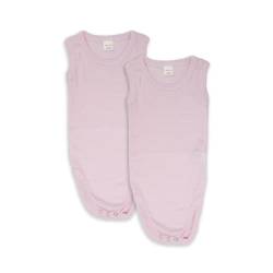 wellyou Doppelpack Baby Body - Kinder Body ohne Arm rosa-Weiss gestreift Größe128-134 von wellyou