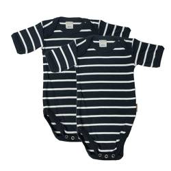 wellyou – Kurzarmbody Baby & Kinder aus 100% Baumwolle – Babybody für Mädchen & Jungen – 2er Set Kurzarm Baby Body in Größe 50-134 – Made in EU (Marine Weiss | gr 128-134) von wellyou