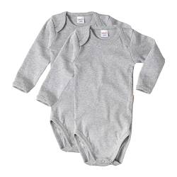 wellyou – Langarmbody Baby & Kinder aus 100% Baumwolle – Babybody für Mädchen & Jungen – 2er Set Langarm Baby Body in Größe 50-134 – Made in EU (Grey Melange | gr 116-122) von wellyou