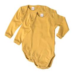 wellyou – Langarmbody Baby & Kinder aus 100% Baumwolle – Babybody für Mädchen & Jungen – 2er Set Langarm Baby Body in Größe 50-134 – Made in EU (Mustard | gr 104-110) von wellyou