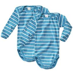 wellyou – Langarmbody Baby & Kinder aus 100% Baumwolle – Babybody für Mädchen & Jungen – 2er Set Langarm Baby Body in Größe 50-134 – Made in EU (Türkis Weiß gestreift | gr 104-110) von wellyou