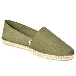 weltenmann Formentera – Klassische Slip-on Espadrilles aus Baumwolle mit Schuhbeutel, Olive, 41, Handmade in Spain von weltenmann