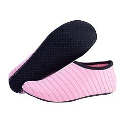 wenyujh Unisex Badeschuhe Strandschuhe Aquaschuhe Schnell Trocknend Wasserschuhe Schwimmschuhe Surfschuhe für Damen Herren Leichte Fitness Yogaschuhe Barfussschuhe Outdoor Aqua Schuhe(rosa，32-33) von wenyujh