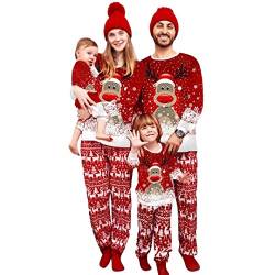 wenyujh Weihnachten Familien Schlafanzug Outfit, Matching Christmas Pyjamas Set, Rentier Weihnachts Pyjama Set, Weihnachten Langarm Fun Nachtwäsche Schlafanzughose für Damen Herren Kind Baby von wenyujh