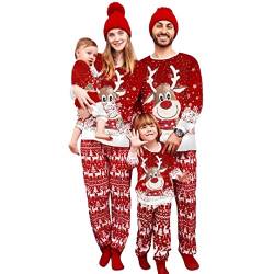 wenyujh Weihnachten Familien Schlafanzug Outfit, Matching Christmas Pyjamas Set, Rentier Weihnachts Pyjama Set, Weihnachten Langarm Fun Nachtwäsche Schlafanzughose für Damen Herren Kind Baby von wenyujh